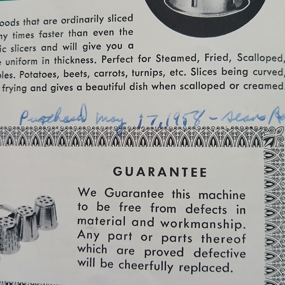 Vintage 1955 Pamphlet Instructions for using your Miracle Food Cutter Cone Model - Picture 4 of 8